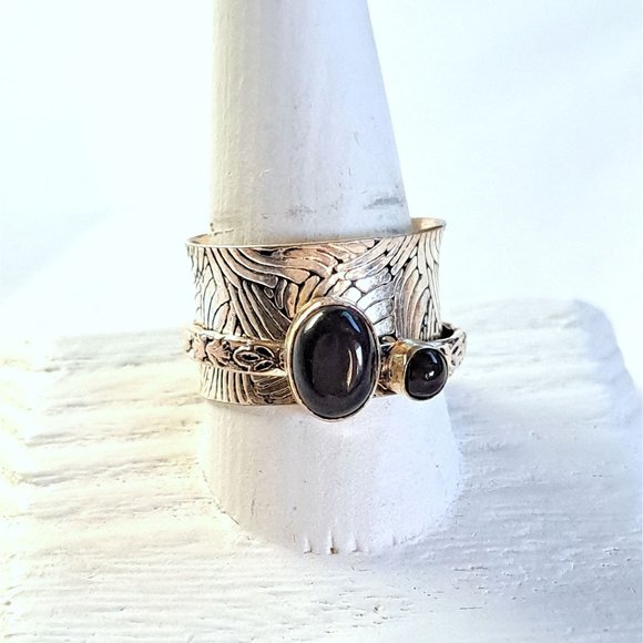 Black Onyx Sterling Silver Mediation Fidget Spinner Ring - Picture 6 of 13
